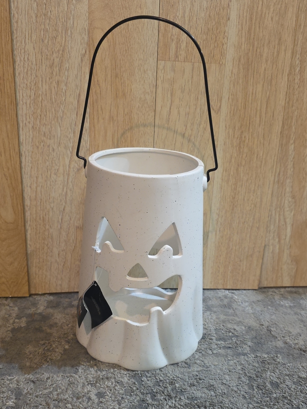 Kohl's White Ceramic Jack-O'-Lantern Lantern with Black Handle